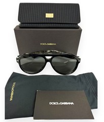 Dolce Gabbana Aviator Sunglasses DG 4452F 3403/87 Black on Gray Havana w/case