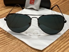 Ray-Ban RB3026 Polished Black Large 62mm AVIATOR Dark Lens Sunglasses Perfect!!
