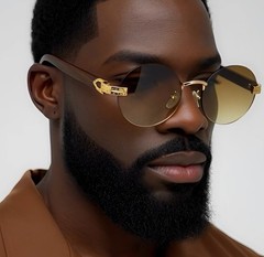 Slim Oval Round Rimless Wood Luxury Sunglasses HIP HOP Buffs Shades Rapper New