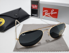 Ray-Ban RB3025 Aviator Pilot Sunglasses Gold Frame Glass Gradient Blue Lens 58mm