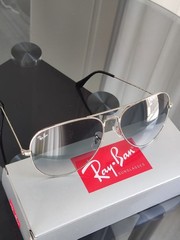 RAY-BAN RB3026, aviator sunglasses , Silver Frame/Large 62mm gradient gray Lens