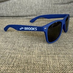 Brooks Running Sunglasses Blue White Logo Spellout Lightweight Square Shades