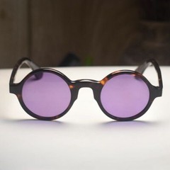 Vintage Johnny Depp purple sunglasses men’s tortoise round glasses purple lenses