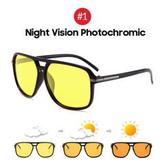 Men Photochromic Night Vision Sunglasses Color Change Transition 2025 Yellow Big