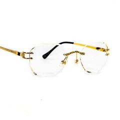 Vintage Men’s Hip Hop Oval Clear Lens Retro Rimless Gold Frame Fashion Glasses