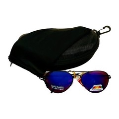 Aviator SunglassesW/Black Spring Temple Frame. Blue/Purple Mirror Polarized Lens