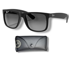 Ray Ban RB4165 622/T3 Justin Sunglasses Black Matte Polarized Gray Gradient 54mm