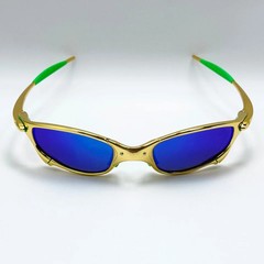 Vintage Oakley Juliet 1.0 X-Metal Gold Frame Blue Iridium Lens Green Arm