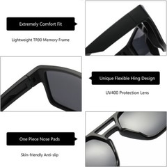 Polarized Sunglasses for Men Lightweight UV400 Protection Square Sun Glasses