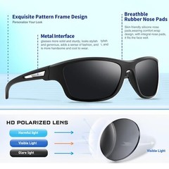 suoso Polarized Sports Sunglasses for Men: UV400 Protection Glasses Womens Wr…
