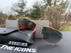 Ray-Ban RB3362 Cockpit Sunglasses, Gold Frame, Blue Gradient G-15 Lens
