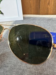 Ray Ban COCKPIT RB3362 001 Gold Metal Frame 59 ▪️14 Green Lenses & Case