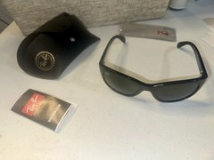 Ray-Ban RB4216 Wrap Sunglasses Black Frame Green Tinted Lenses 135mm Case