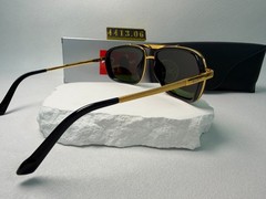 Ray-Ban RB4413 Navigator Sunglasses, Black & Gold Frame, Green G-15 Lens