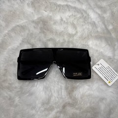 Squared Rectangular Flat Top Mob Plastic Oversize Sunglasses Matte Black Solid B