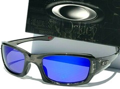 NEW Oakley FIVES Squared Grey Smoke POLARIZED Galaxy Blue Mirror Sunglass 9238