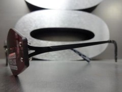 Classy Vintage Retro Style SUN GLASSES Black Rimless Frame Amber Hexagon Lens