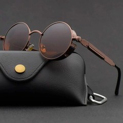 Metal Steampunk Sunglasses Men Women Fashion Round Glasses Brand Designer Vintag