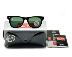 Ray-Ban RB2140 Original Wayfarer Black Frame Polarized Green Lenses 50mm Unisex