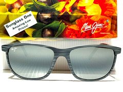 NEW Maui Jim LELE KAWA Grey Stripe POLARIZED Neutral Grey GLASS Sunglass 811-11D