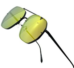 Pilot Sunglasses Men Trendy Classic Shades Square Black Lens Metal Frame Trendy