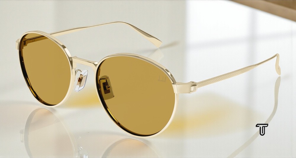 DUNHILL DU0034S 003 Round Oval Panthos Titanium Gold Yellow 53mm Mens Sunglasses