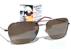 Maui Jim NAAUAO Shiny Gold & Red POLARIZED HCL Bronze Lens Sunglass H675-16