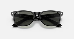 Ray-Ban RB2132 901/58 55-18 Wayfarer Polished Black Polarized Green Lenses NEW