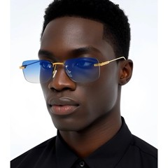 Mens Square Sunglasses Oceanic Blue Lens Outdoor Style Fashion Hip Hop Shades