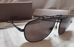 AUTHENTIC BURBERRY Sunglasses B 3121 Square Irregular Black Aviator Check BE3121