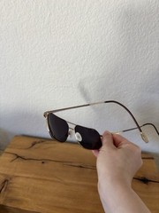 VTG John Varvatos Bronze Tone Metal Brown Sunglasses Rectangular Read*