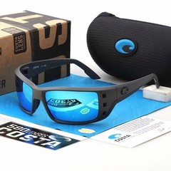 Costa Del Mar Permit Matte Black Blue Mirror 580P Polarized Sunglasses NEW