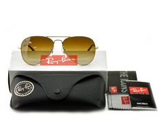 Ray-Ban Sunglasses RB3025 Aviator Gradient Gold Frame Light Brown Lenses 58mm