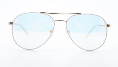 Liebeskind Berlin Sunglasses 11026 C210 White Gold Satin Pilot Blue Small NOS