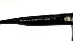 Ray-Ban RB2186 Black 901/31 49mm State Street Square Sunglasses Green Lenses