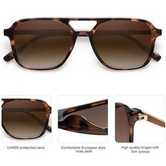 Retro Aviator Sunglasses for Women Men,Trendy Rectangle Womens Mens Shades Brown