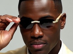 Eyewear Modern Designer Rectangle Retro Black Clear Lens Metal Luxury Woodgrain