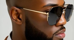 Pilot Sunglasses Men Trendy Classic Shades Square Black Lens Metal Frame Trendy