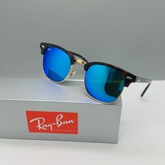 New! Ray-Ban RB3016 Sunglasses Dark Blue Lens, Tortoise Frame Clubmasters