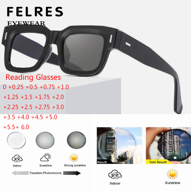 Men Women Square Classic Photochromic Reading Glasses Fashion Sunglasses New