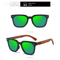 DUBERY Men Women Wood Polarized Square Sunglasses Wooden Temple Outdoor Glasses