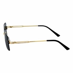 PREMIERE – Luxury 90s Small Metal Rimless Rectangle Sunglasses Gold Smoke Tint