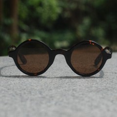 Round brown polarized sunglasses mens retro Johnny Depp tortoise acetate glasses