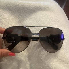 Fendi FS411 Aviator Sunglasses Black Metal Frame Gray Gradient Lenses 135mm