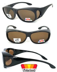 POLARIZED Cover Put Fit over Sunglasses wear Rx glass Fit Driving Brown Lens