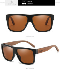 DUBERY Square Wood Polarized Sunglasses Men Women Wooden Temple Sport Glasses