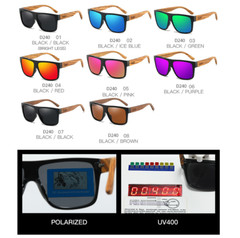 DUBERY Square Wood Polarized Sunglasses Men Women Wooden Temple Sport Glasses