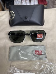 Ray Ban RB3492 002 Polished Black Frame Crystal Green Lens Sunglasses 62 16 130