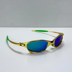 Vintage Oakley Juliet 1.0 X-Metal Gold Frame Blue Iridium Lens Green Arm