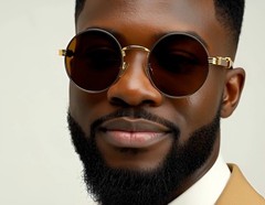 Men’s Sunglasses Round Classy Modern Sophisticated Fashion Wood Brown Lens Gold
